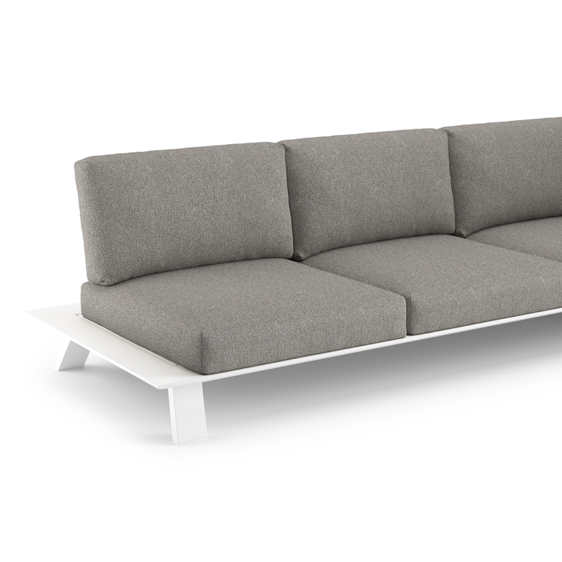Canapé de jardin Cesano en aluminium blanc et coussin en all weather Sunbrella® luxe tundra charcoal