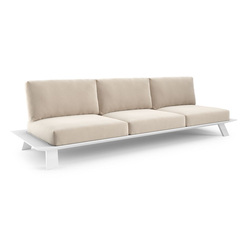 Canapé de jardin Cesano en aluminium blanc et coussin en all weather Sunbrella® luxe lopi antique