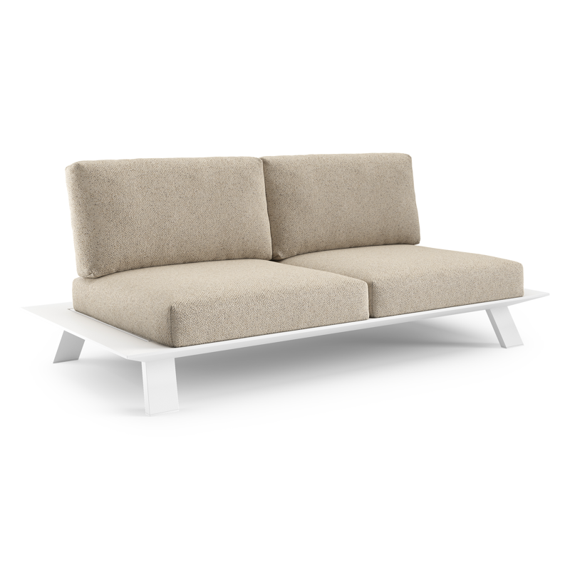 Canapé de jardin Cesano en aluminium blanc et coussin en All Weather Cosytica bora desert