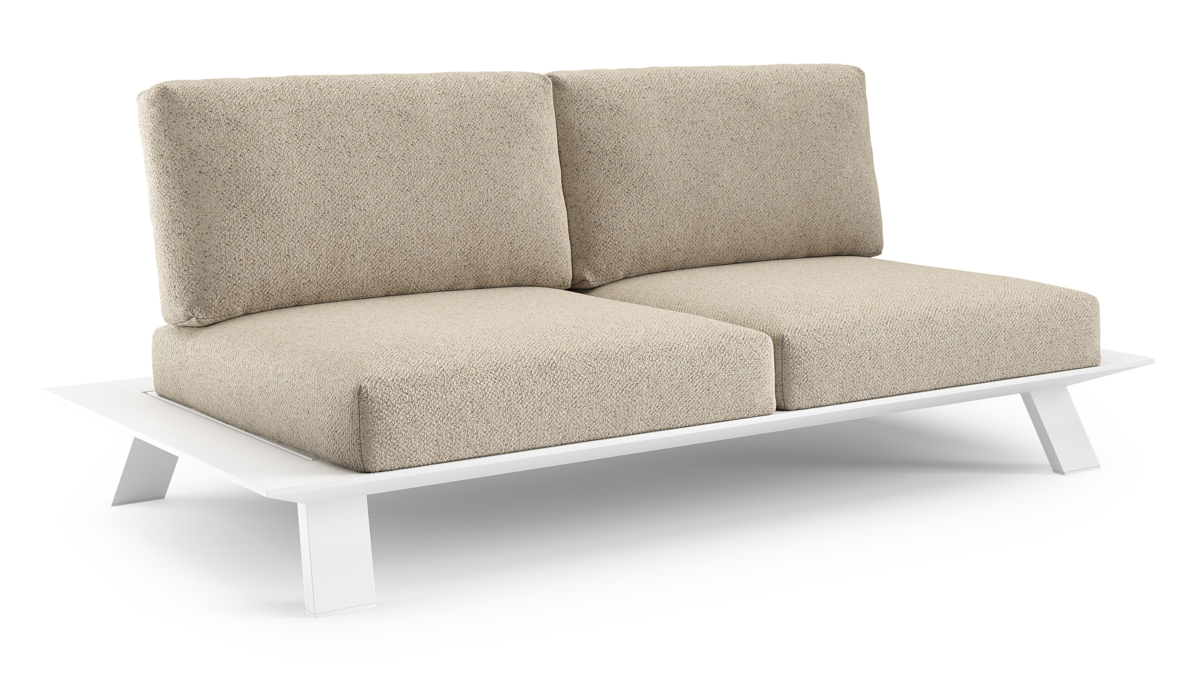 Canapé de jardin Cesano en aluminium blanc et coussin en all weather Cosytica bora desert