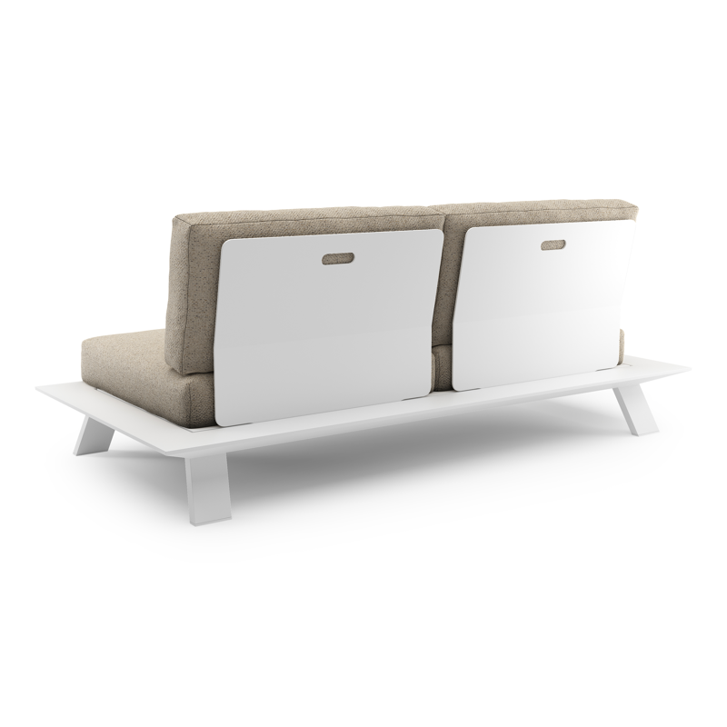 Canapé de jardin Cesano en aluminium blanc et coussin en All Weather Cosytica bora desert