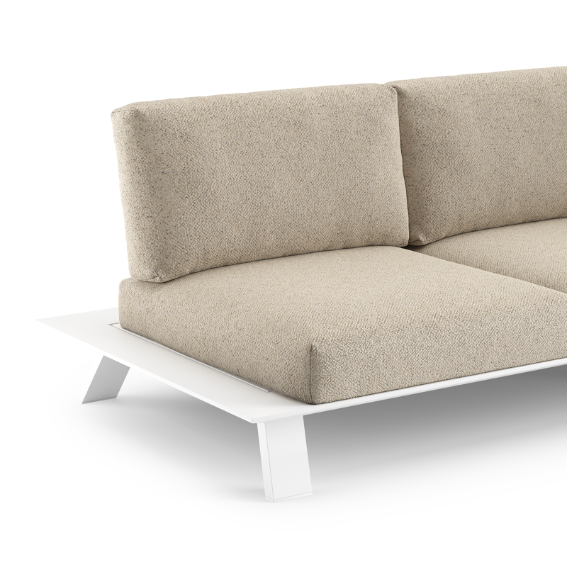 Canapé de jardin Cesano en aluminium blanc et coussin en All Weather Cosytica bora desert