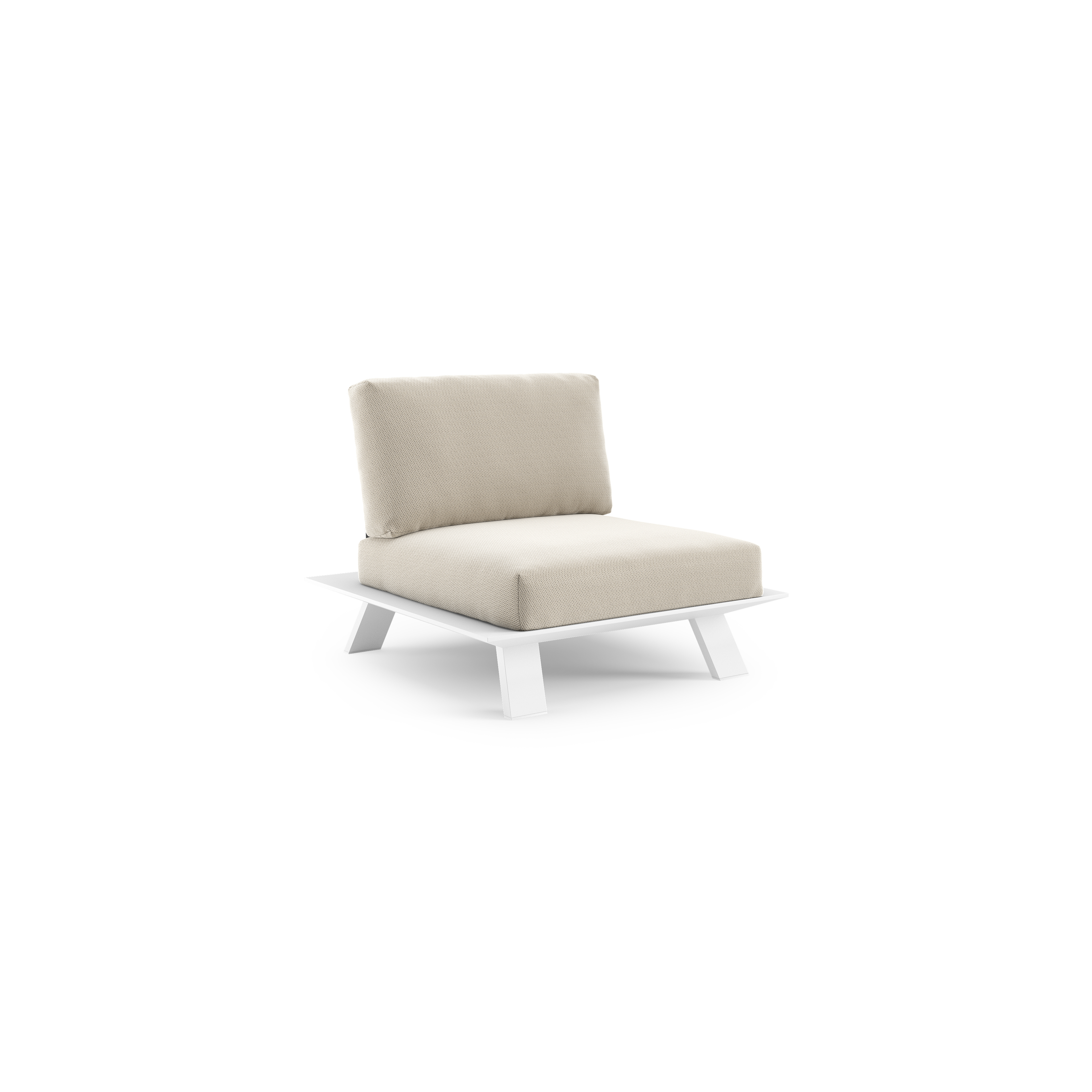 Fauteuil de jardin Cesano en aluminium blanc avec coussin en All Weather Sunbrella® luxe lopi marble