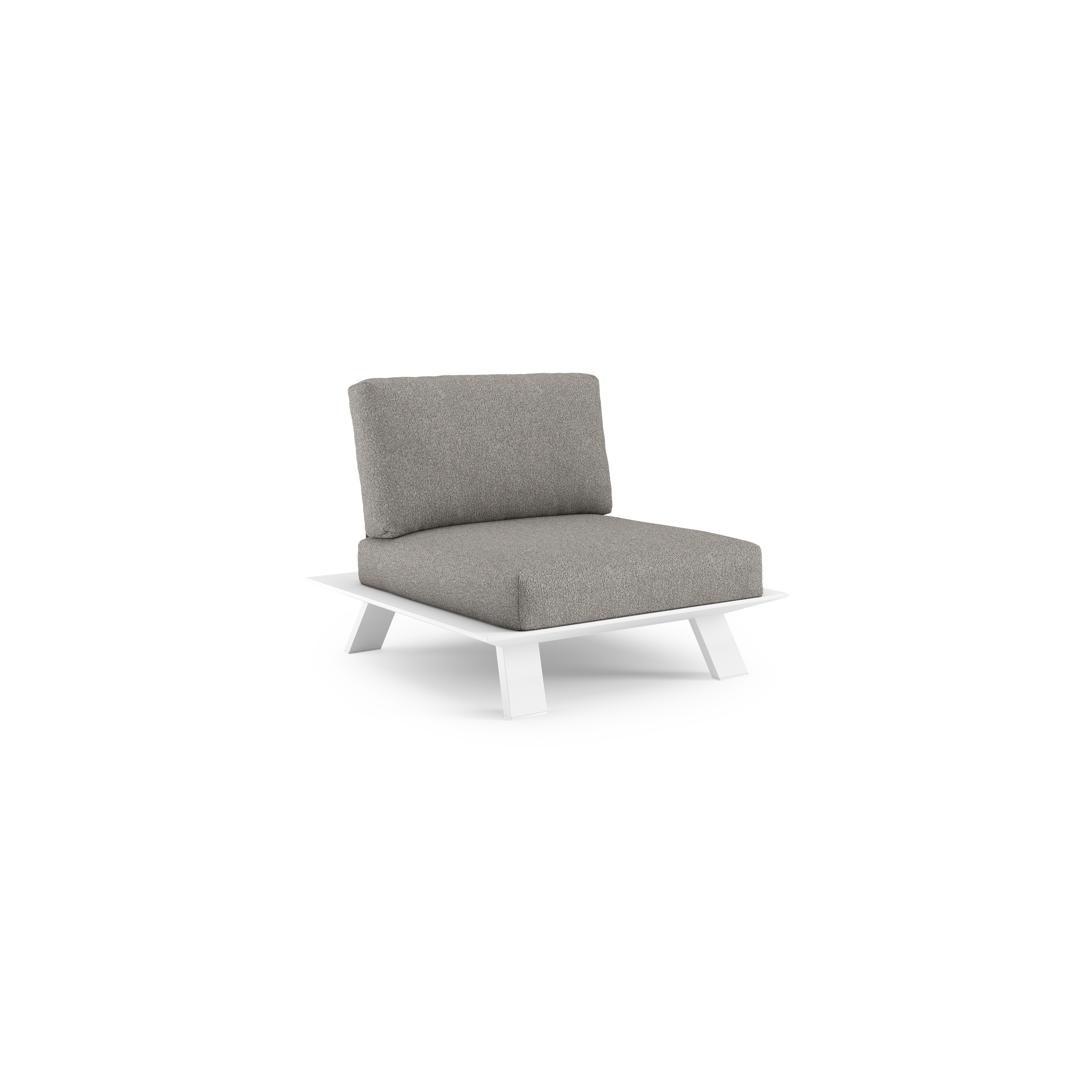 Fauteuil de jardin Cesano en aluminium blanc et coussin en All Weather Sunbrella® luxe tundra charcoal