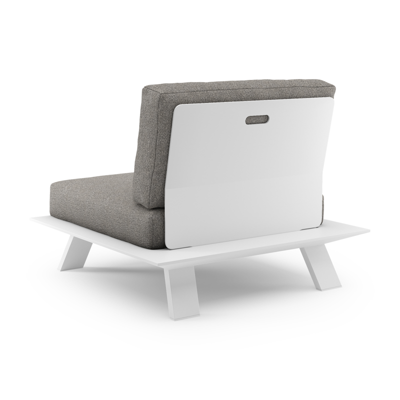 Cesano loungestoel in wit aluminium met tundra charcoal all weather Sunbrella® luxe kussen