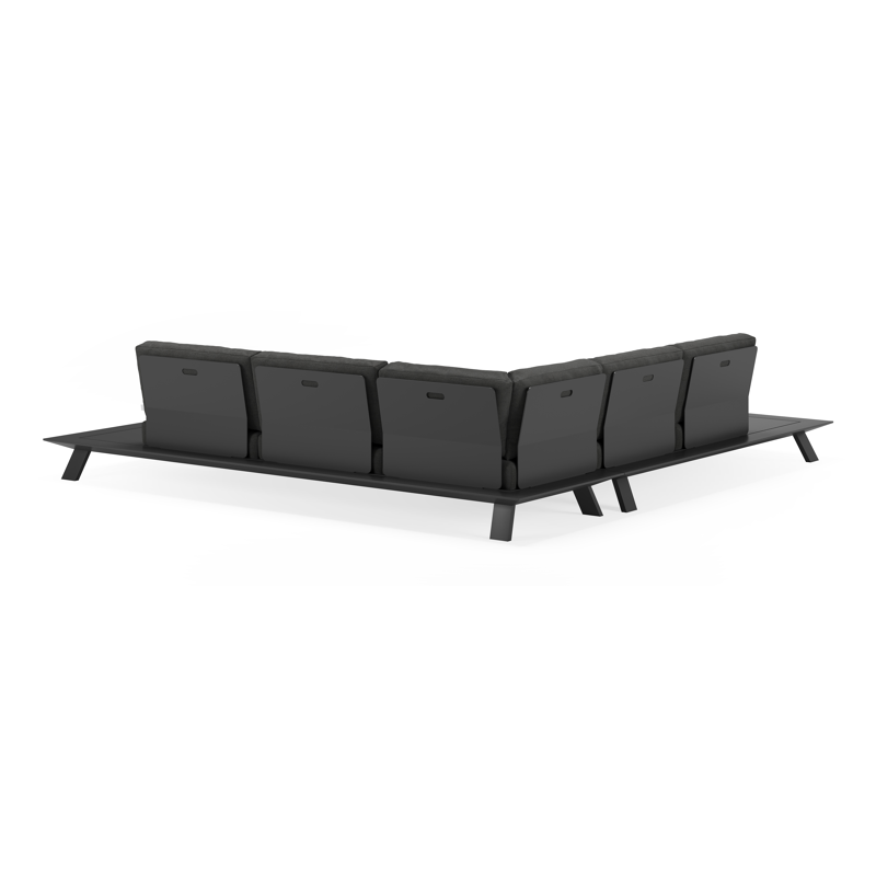 Salon de jardin d'angle Cesano en aluminium noir avec coussins en All Weather Sunbrella® luxe chartres sooty