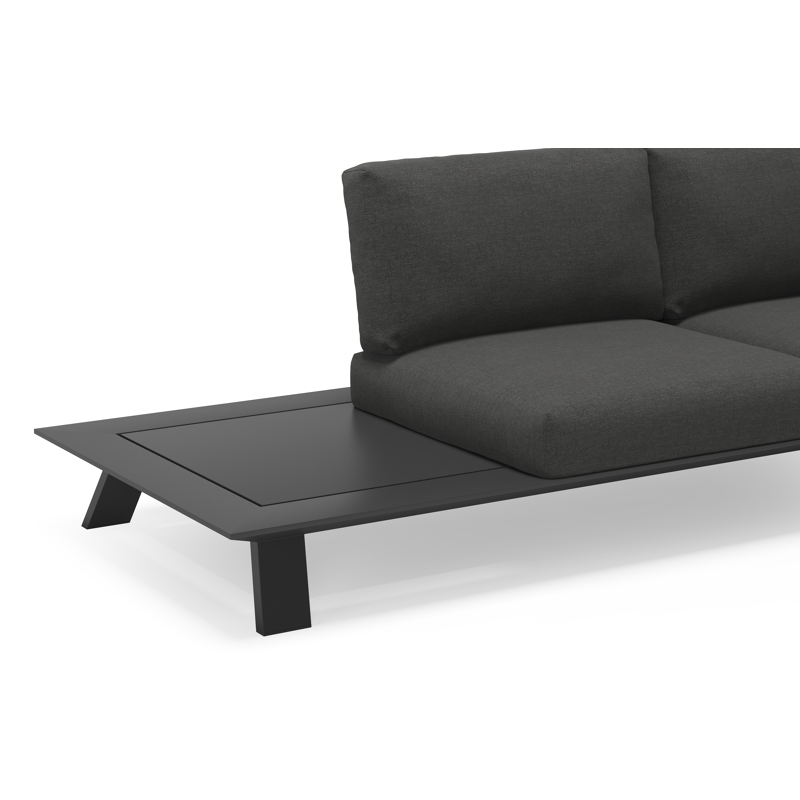 Salon de jardin d'angle Cesano en aluminium noir avec coussins en All Weather Sunbrella® luxe chartres sooty