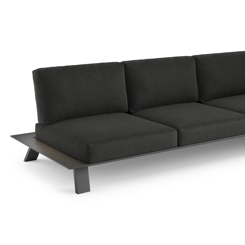 Salon de jardin Cesano en aluminium noir avec coussins en All Weather Sunbrella® luxe chartres sooty