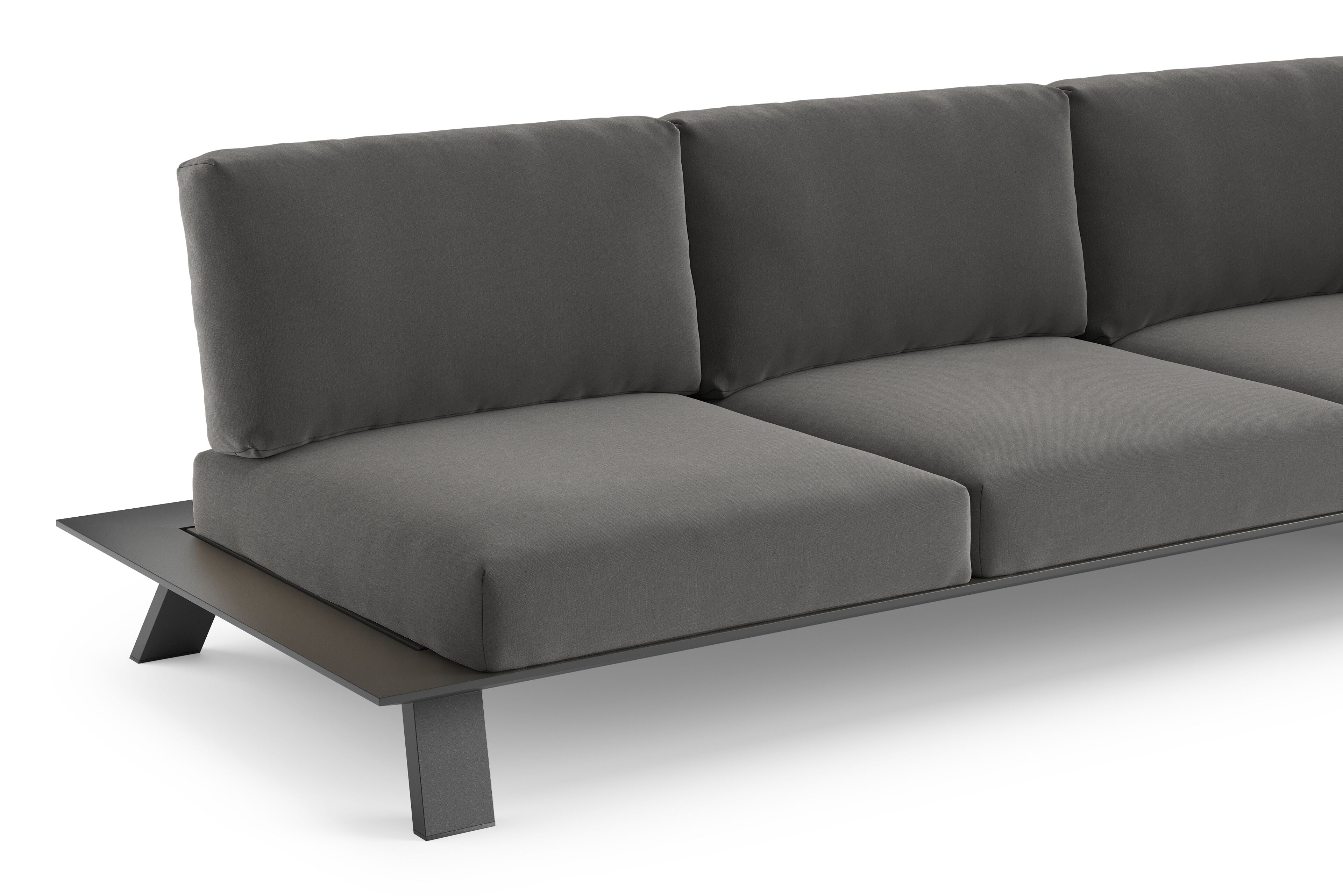 Canapé de jardin Cesano 3-pl en aluminium noir avec coussin en All Weather Sunbrella® luxe natte charcoal chine