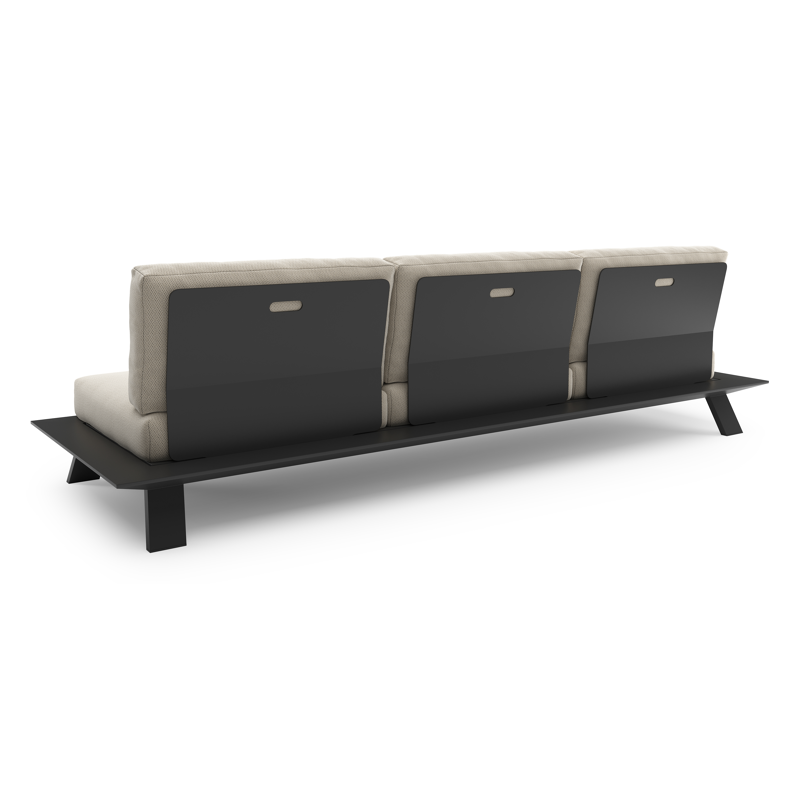 Canapé de jardin Cesano en aluminium noir et coussin en All Weather Sunbrella® luxe lopi marble