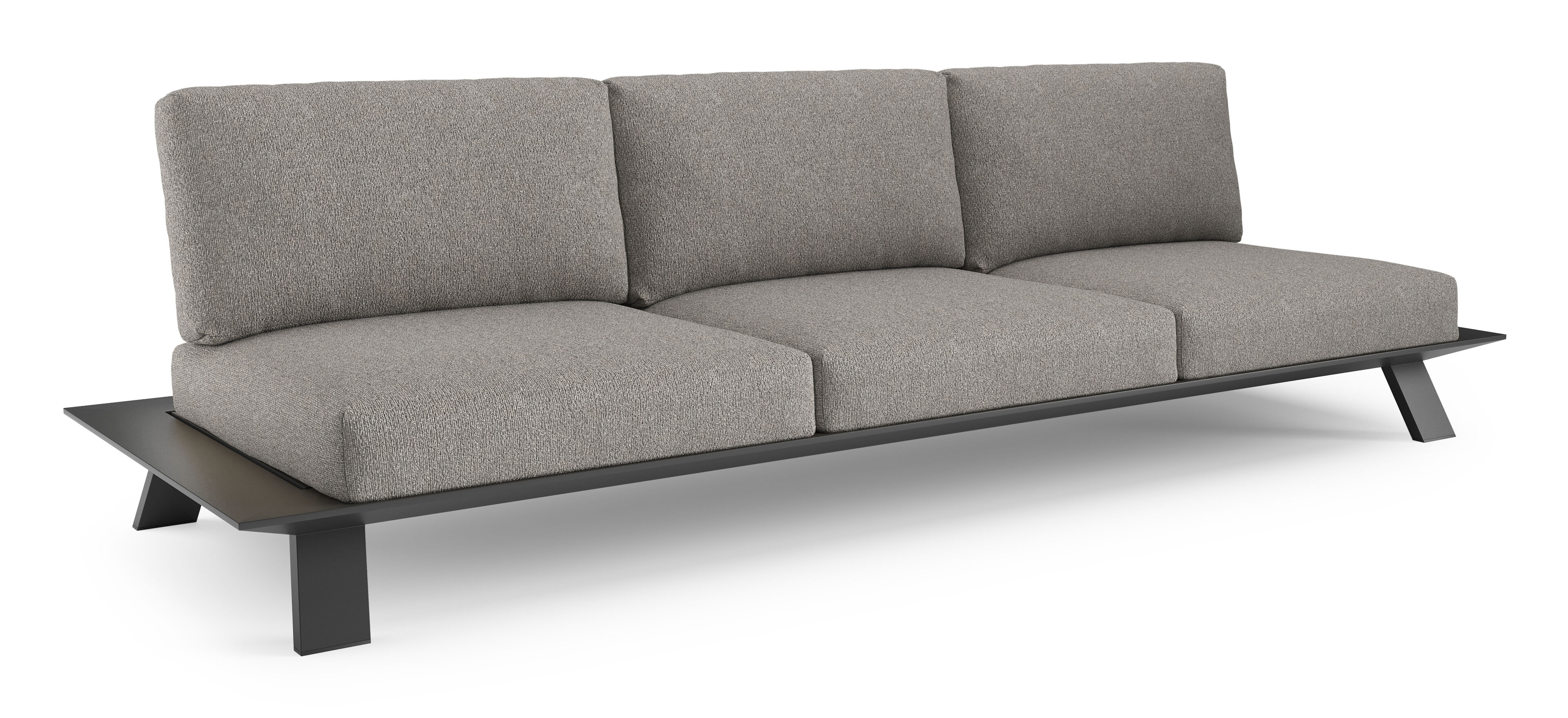 Canapé de jardin Cesano en aluminium noir et coussin en all weather Sunbrella® luxe tundra charcoal