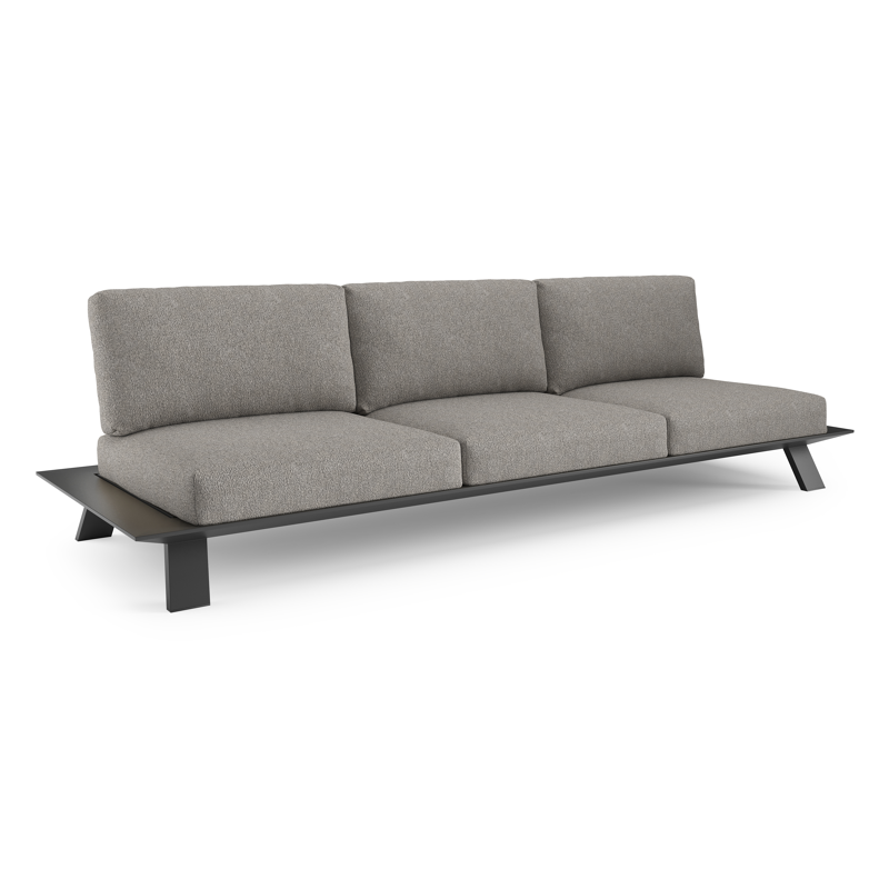 Canapé de jardin Cesano en aluminium noir et coussin en all weather Sunbrella® luxe tundra charcoal