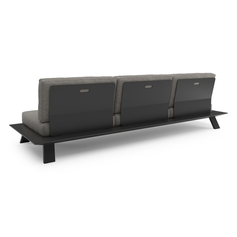 Canapé de jardin Cesano en aluminium noir et coussin en all weather Sunbrella® luxe tundra charcoal