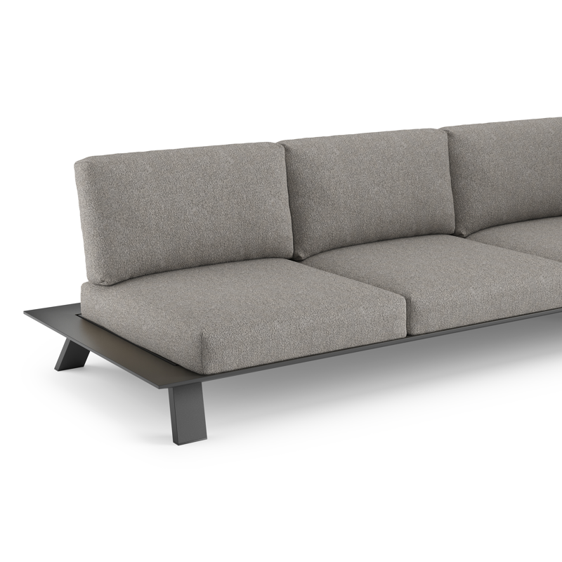 Canapé de jardin Cesano en aluminium noir et coussin en all weather Sunbrella® luxe tundra charcoal