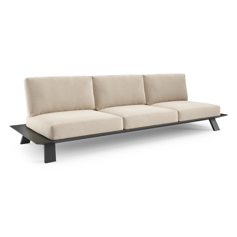Canapé de jardin Cesano en aluminium noir et coussin en All Weather Sunbrella® luxe lopi sand
