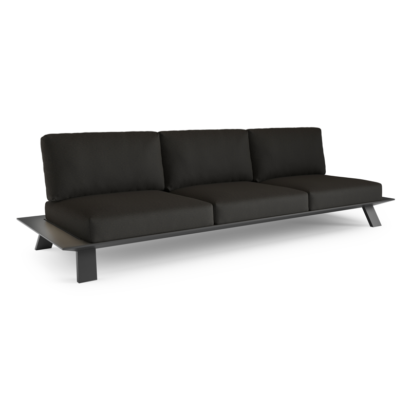 Cesano loungebank in zwart aluminium met heritage char all weather Sunbrella® luxe kussen
