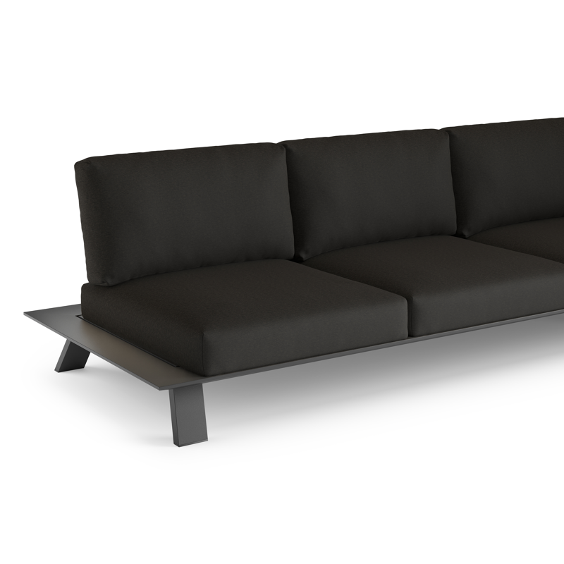 Cesano loungebank in zwart aluminium met heritage char all weather Sunbrella® luxe kussen
