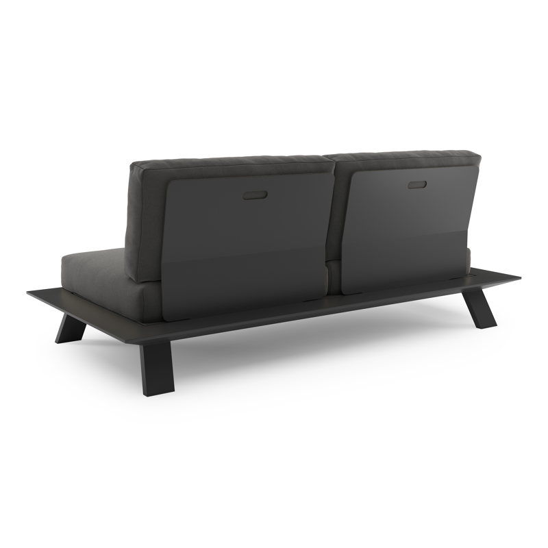 Canapé de jardin Cesano en aluminium noir et coussin en All Weather Sunbrella® luxe natte charcoal chine