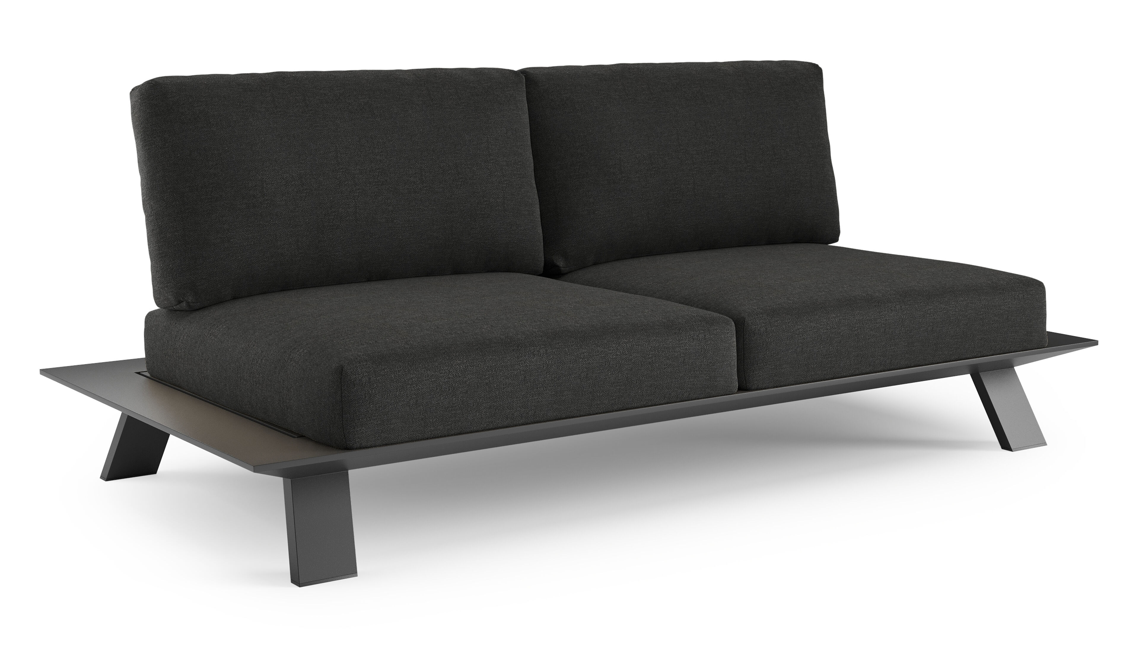 Canapé de jardin Cesano en aluminium noir et coussin en all weather Sunbrella® luxe chartres sooty