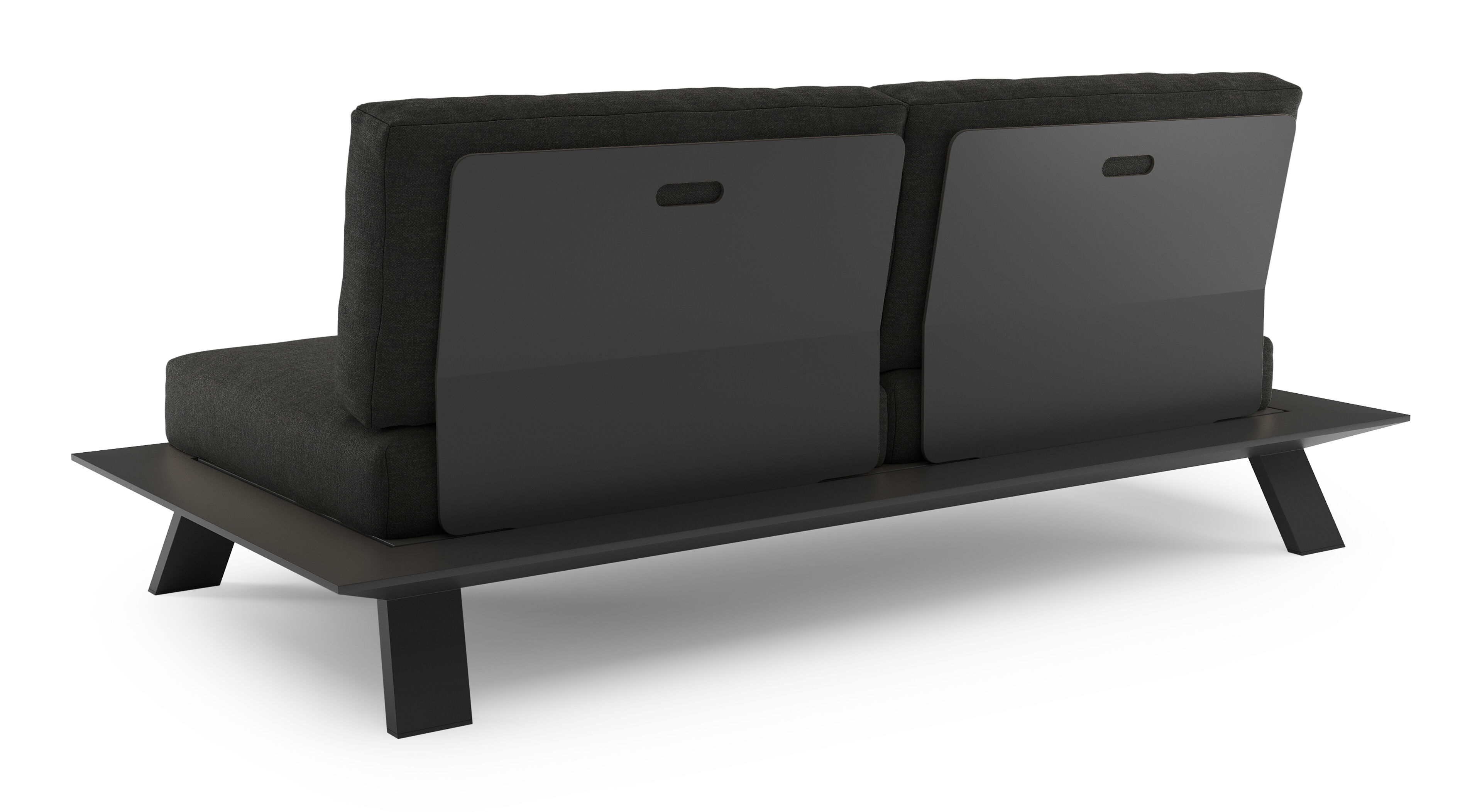 Cesano loungebank in zwart aluminium met chartres sooty All Weather Sunbrella® luxe kussen