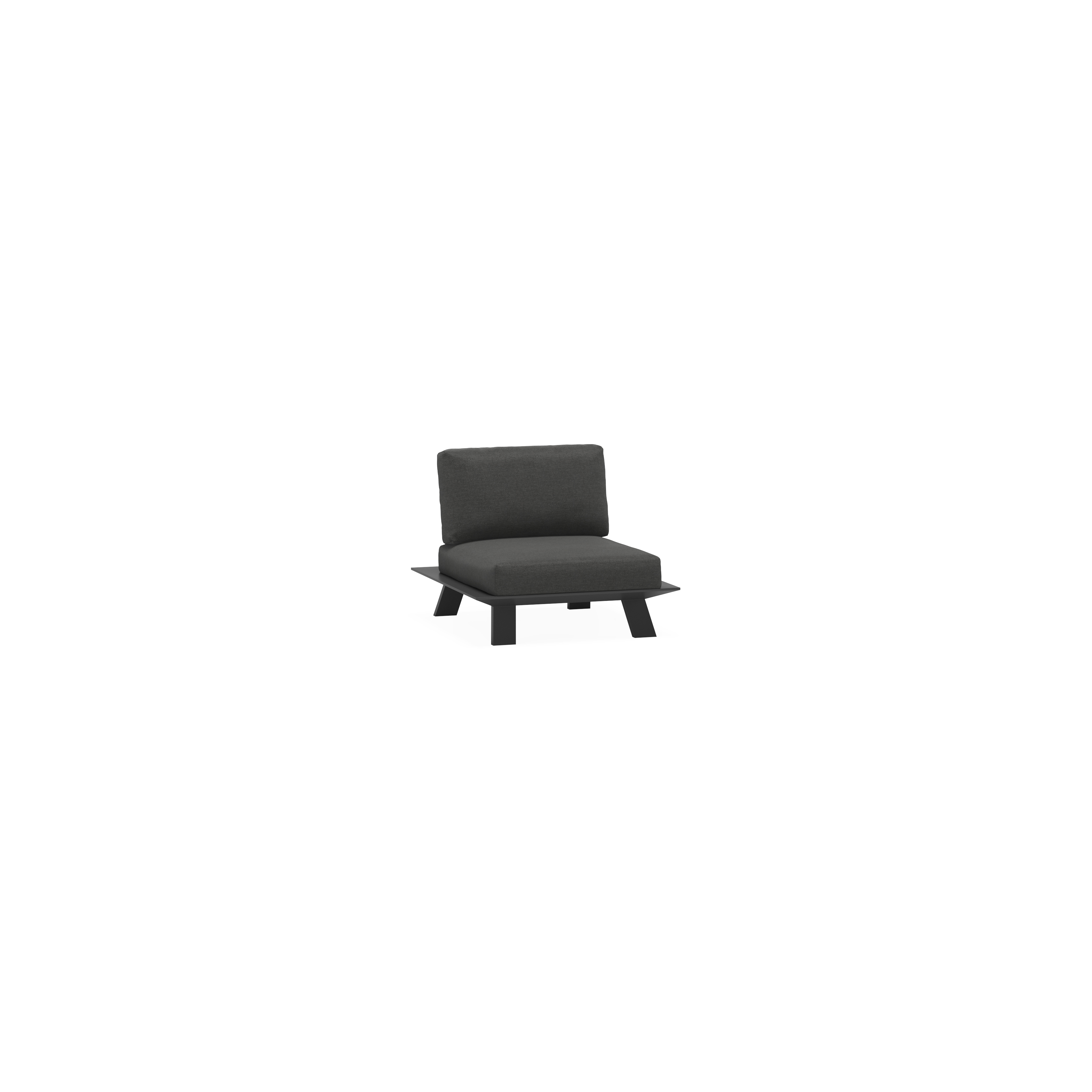 Fauteuil de jardin Cesano en aluminium noir avec coussin en All Weather Sunbrella® luxe chartres sooty