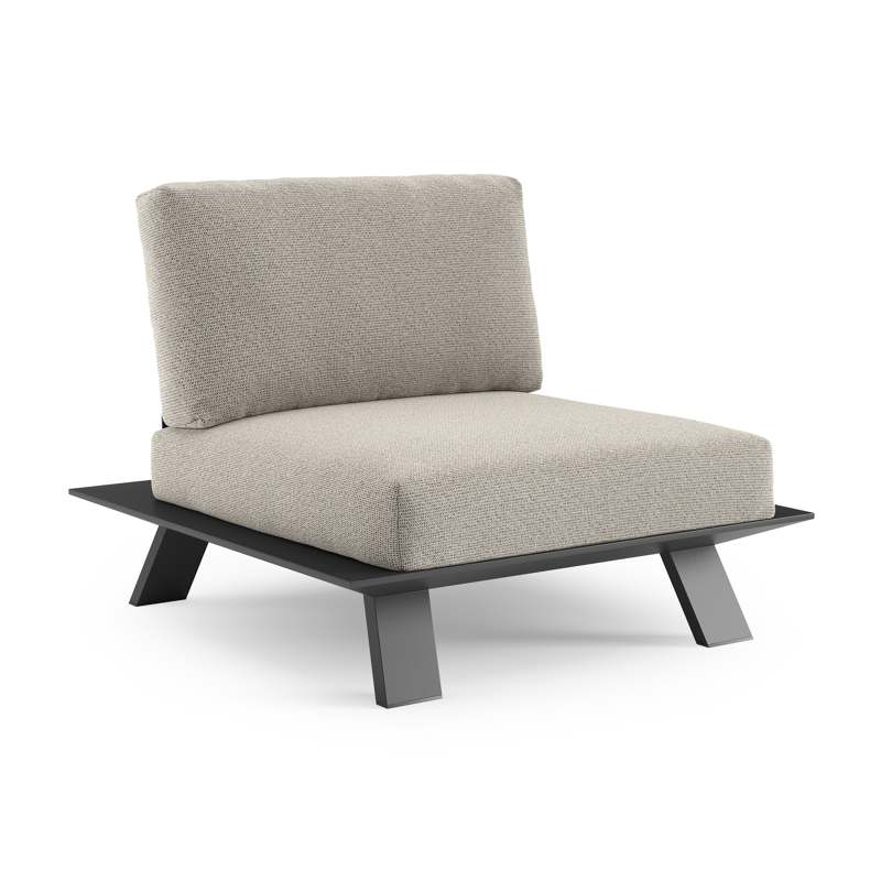 Cesano loungestoel in zwart aluminium met firenze sand all weather Solica kussen
