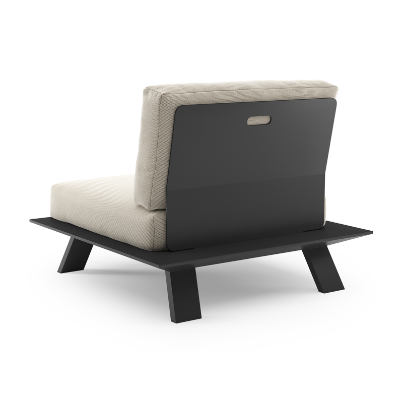 Fauteuil de jardin Cesano en aluminium noir et coussin en All Weather Sunbrella® luxe lopi marble