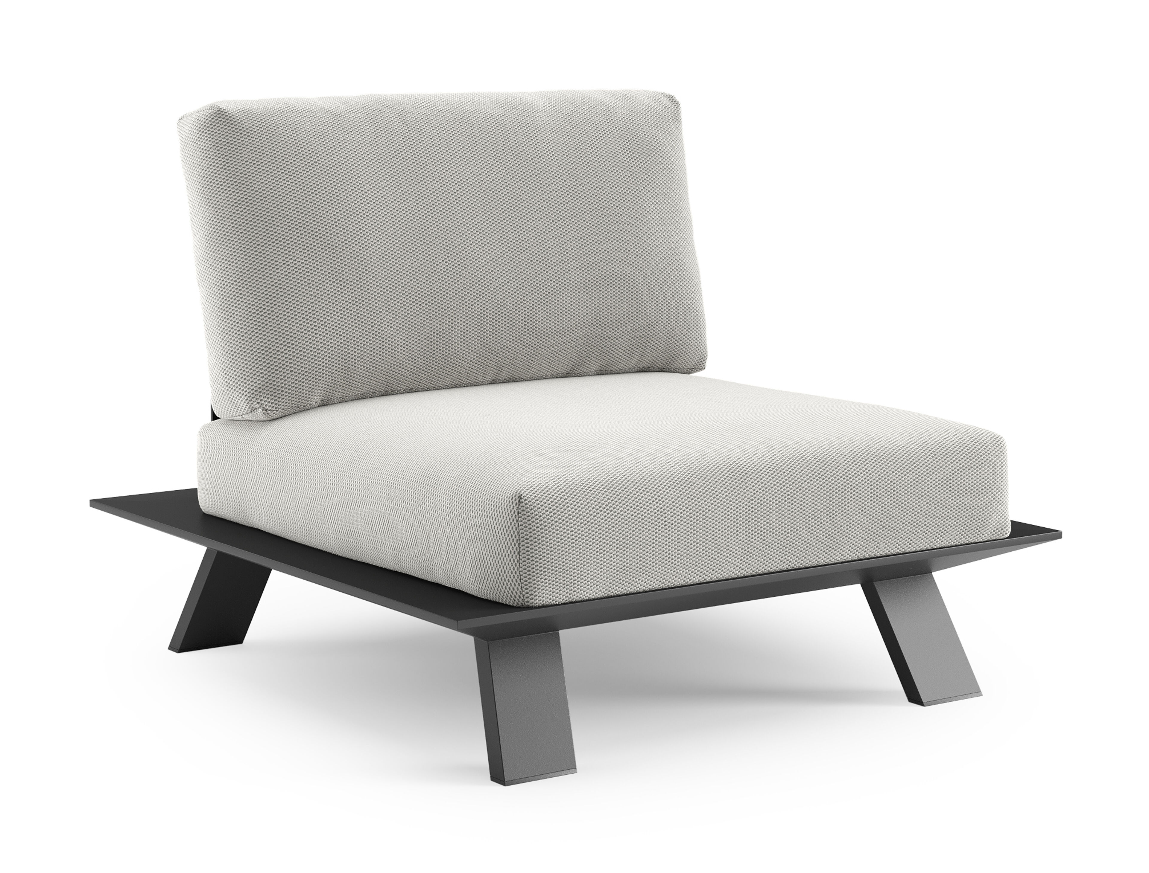 Cesano loungestoel in zwart aluminium met lopi ash all weather Sunbrella® luxe kussen