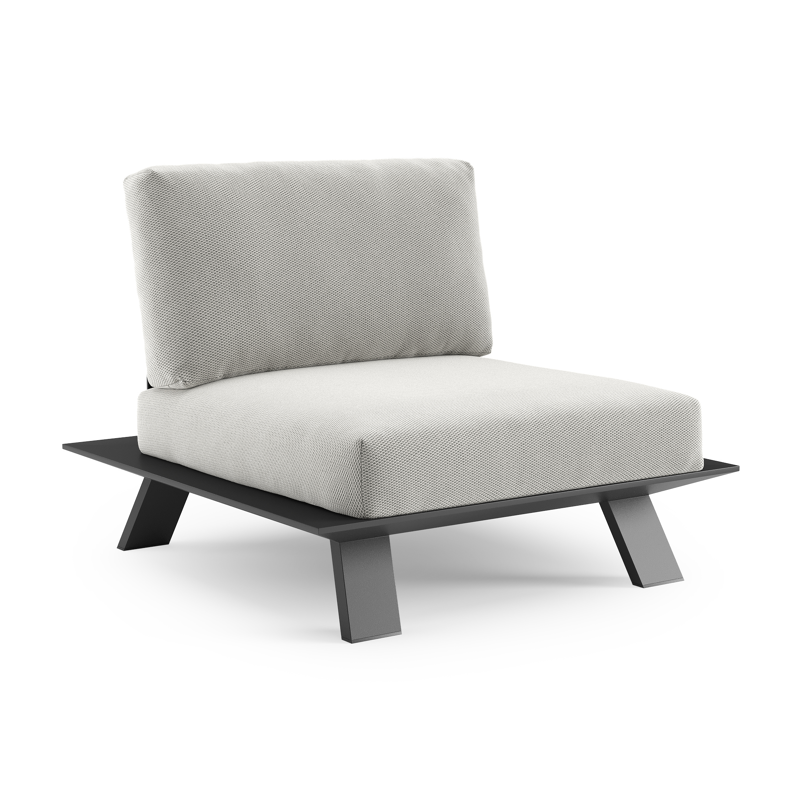 Cesano loungestoel in zwart aluminium met lopi ash all weather Sunbrella® luxe kussen