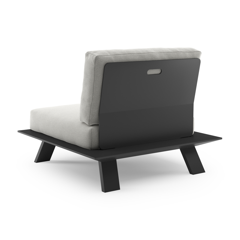 Cesano loungestoel in zwart aluminium met lopi ash all weather Sunbrella® luxe kussen