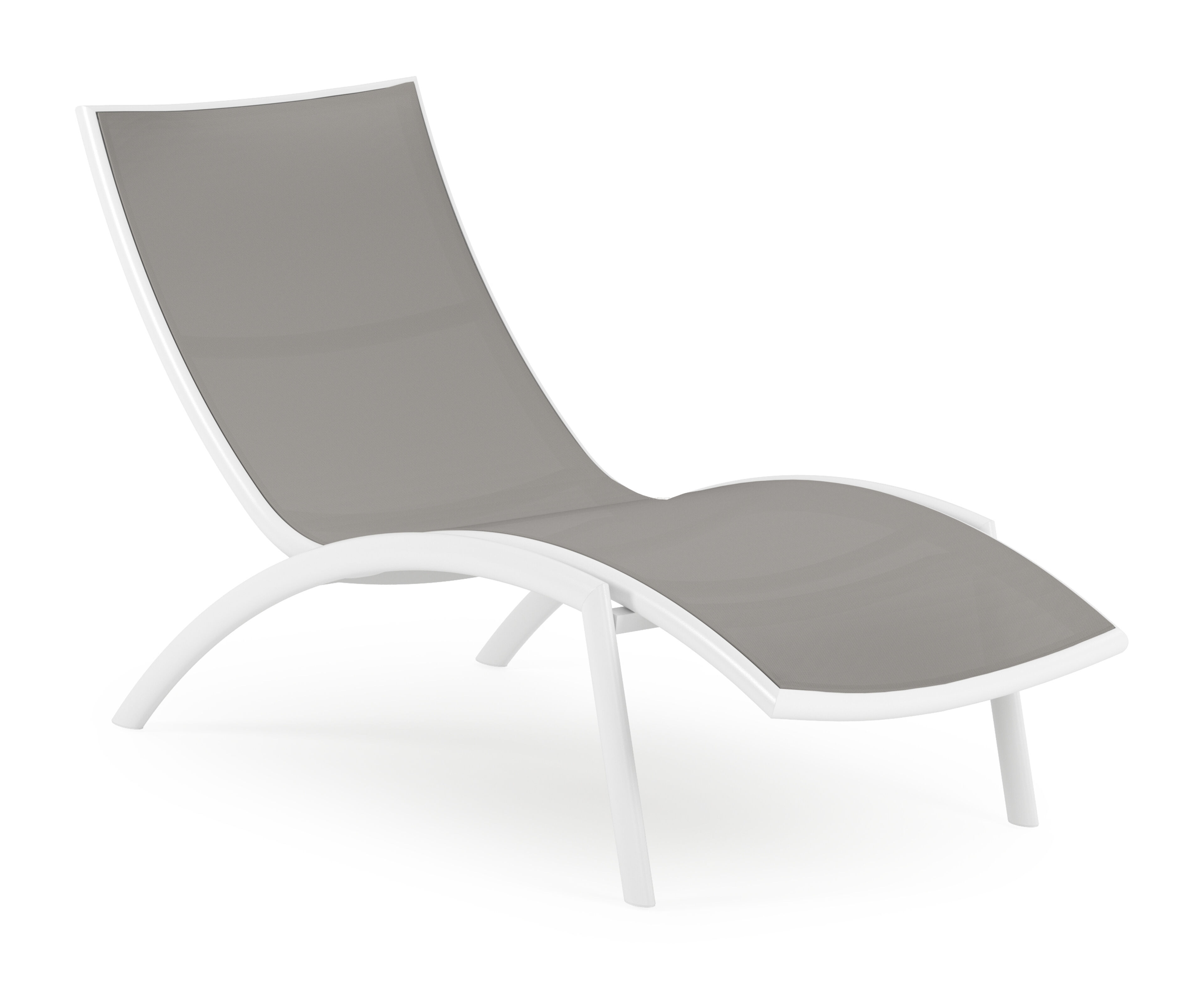 Chaise longue Siena en aluminium blanc et textilène simple gris