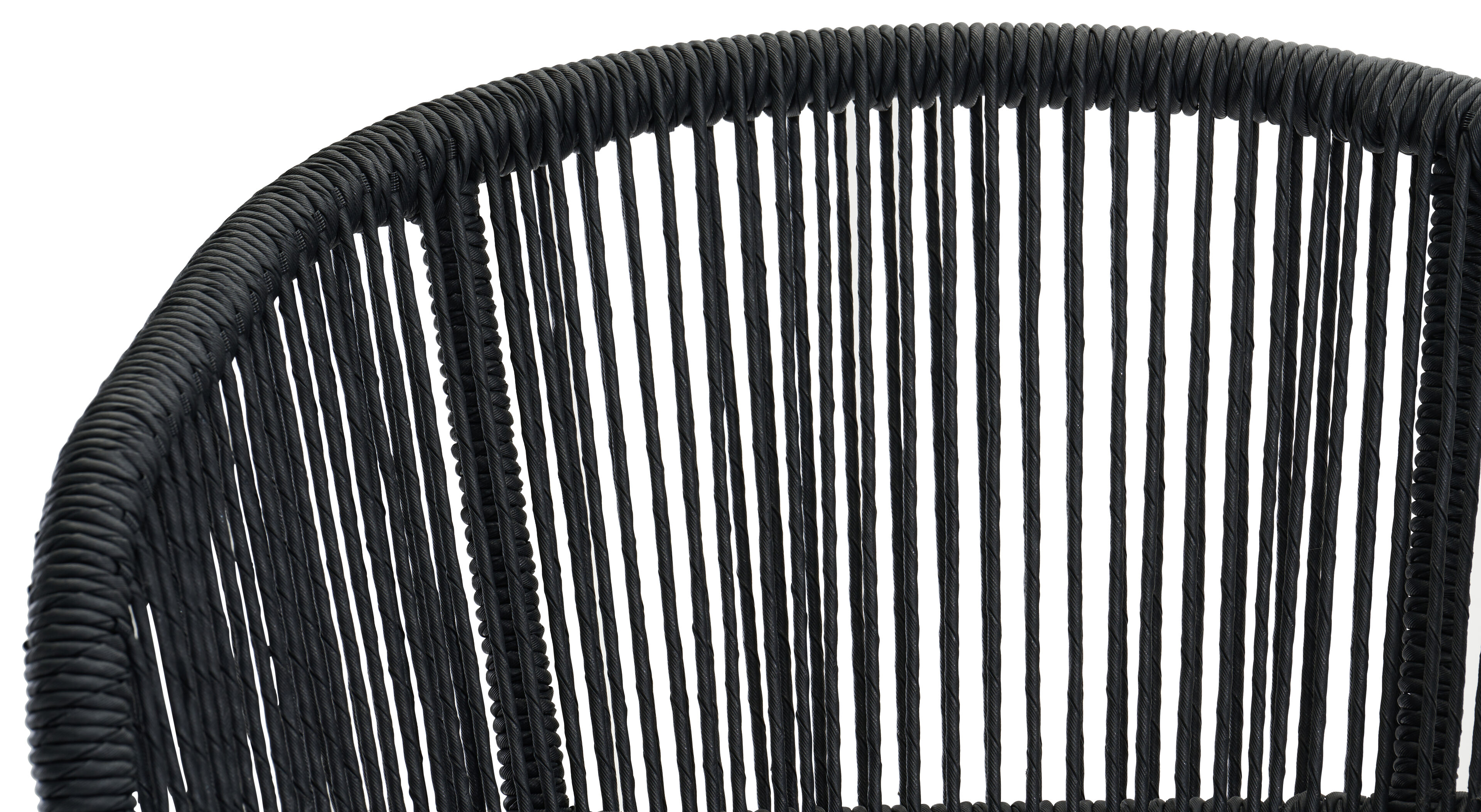 Lugano tuinstoel in zwart aluminium en zwart gedraaide ronde wicker