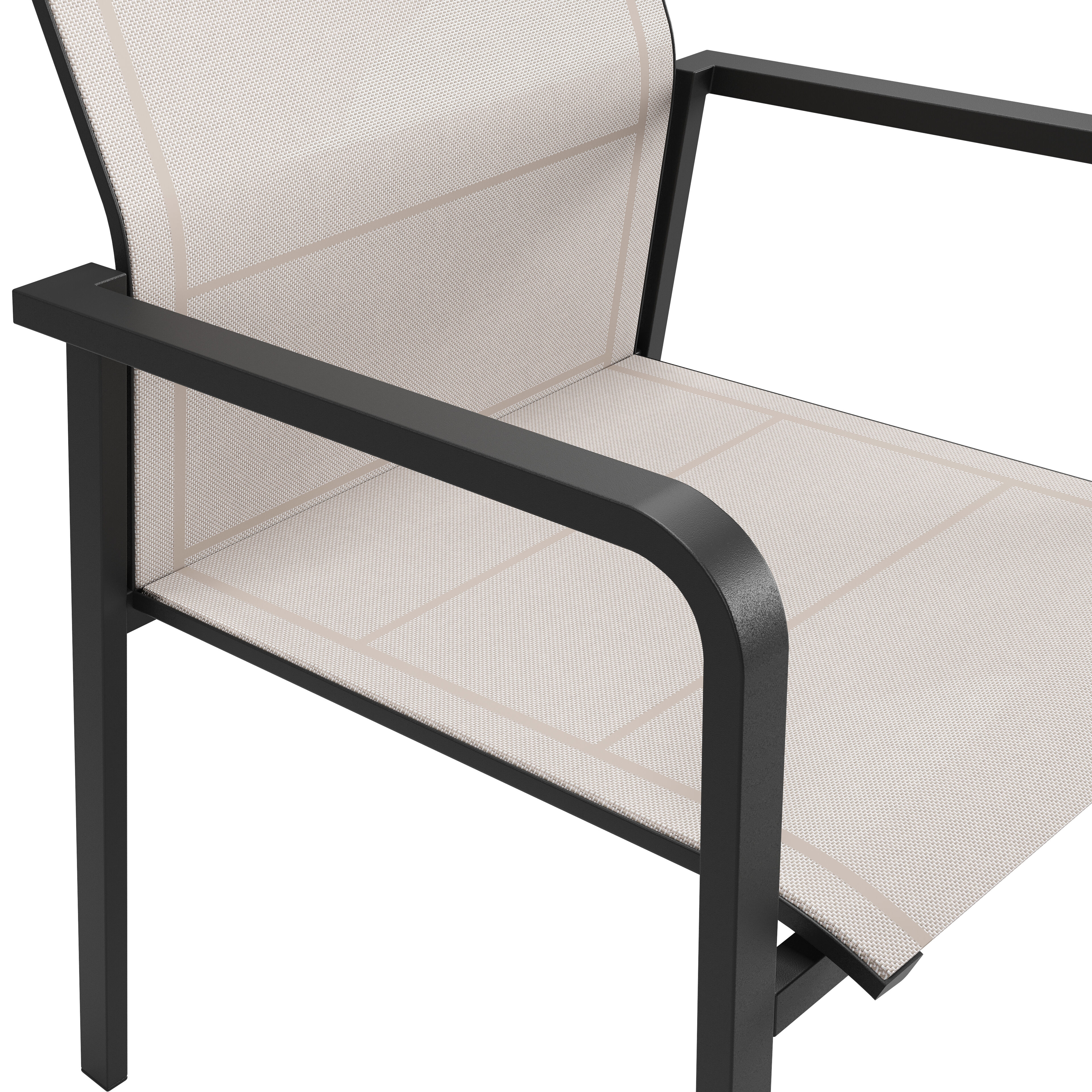 Como stapelbare tuinstoel in zwart aluminium en beige textilene
