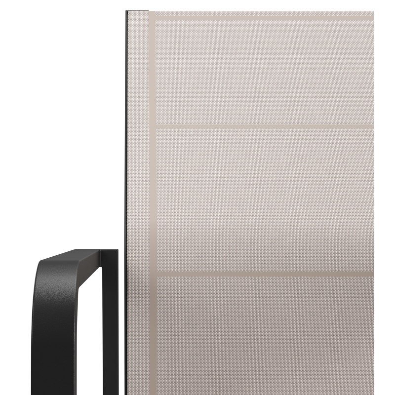 Como stapelbare tuinstoel in zwart aluminium en beige textilene