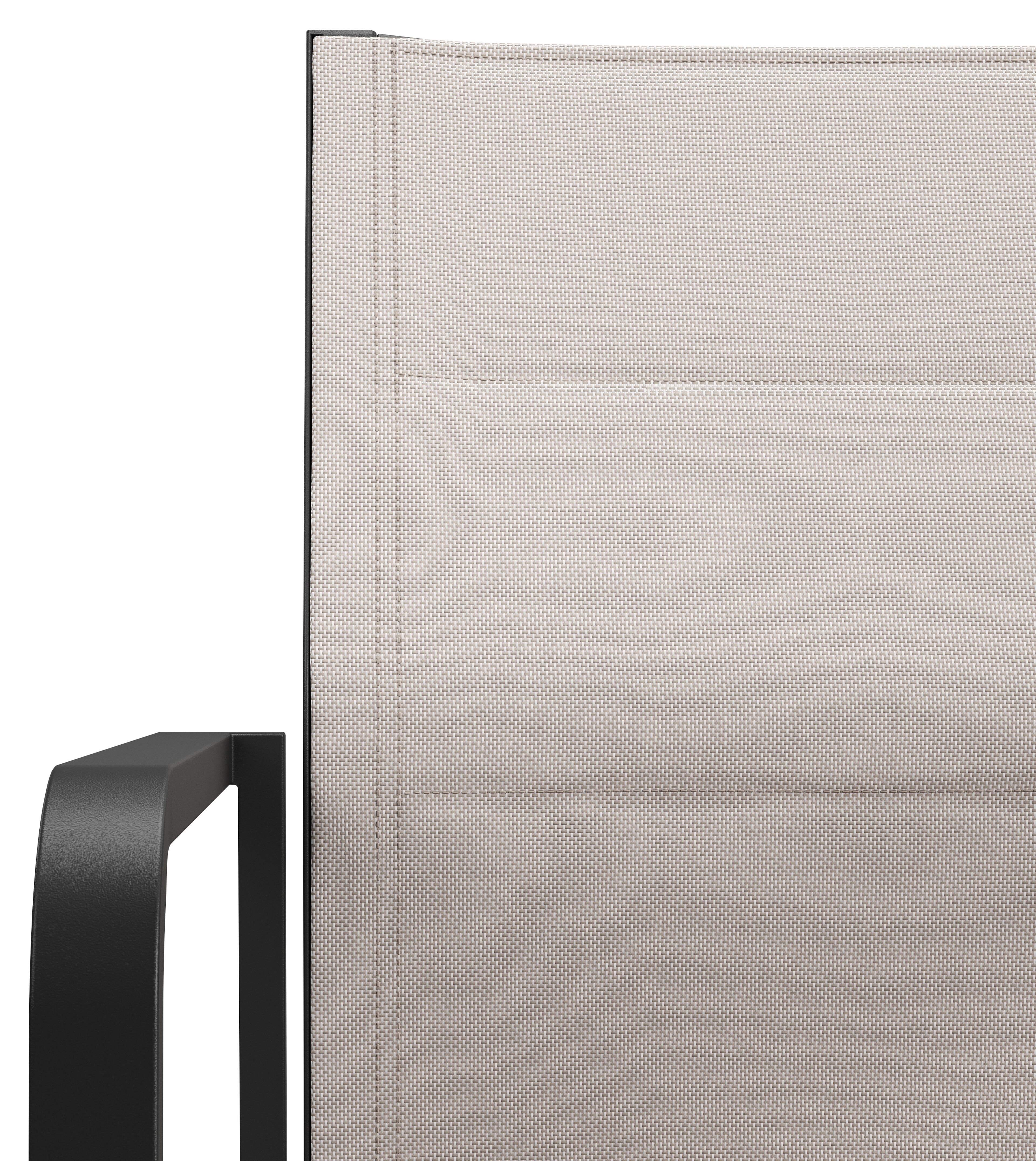 Como stapelbare tuinstoel in zwart aluminium en beige dubbele textilene