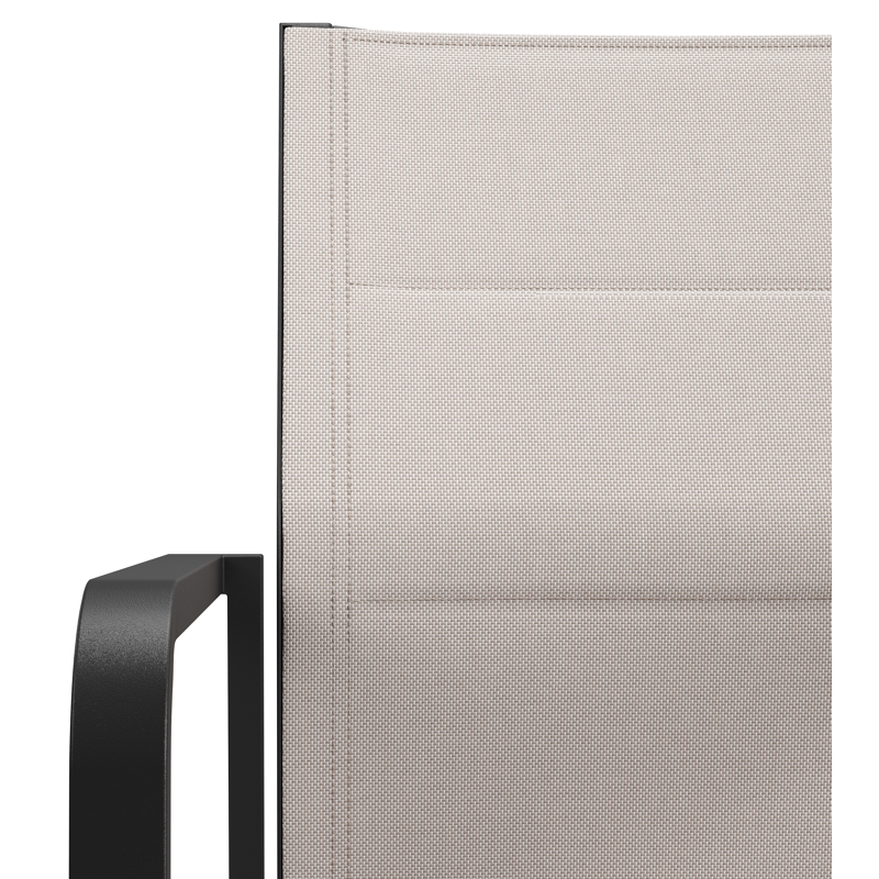 Como stapelbare tuinstoel in zwart aluminium en beige dubbele textilene