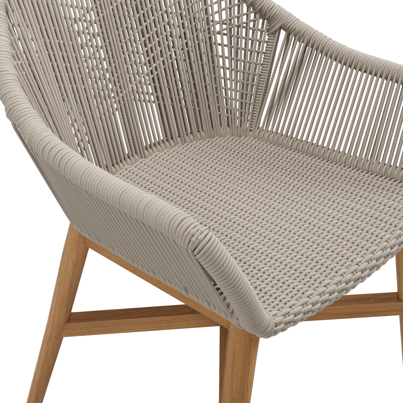 Borgo tuinstoel in teak en naturel verticaal geweven ronde rope