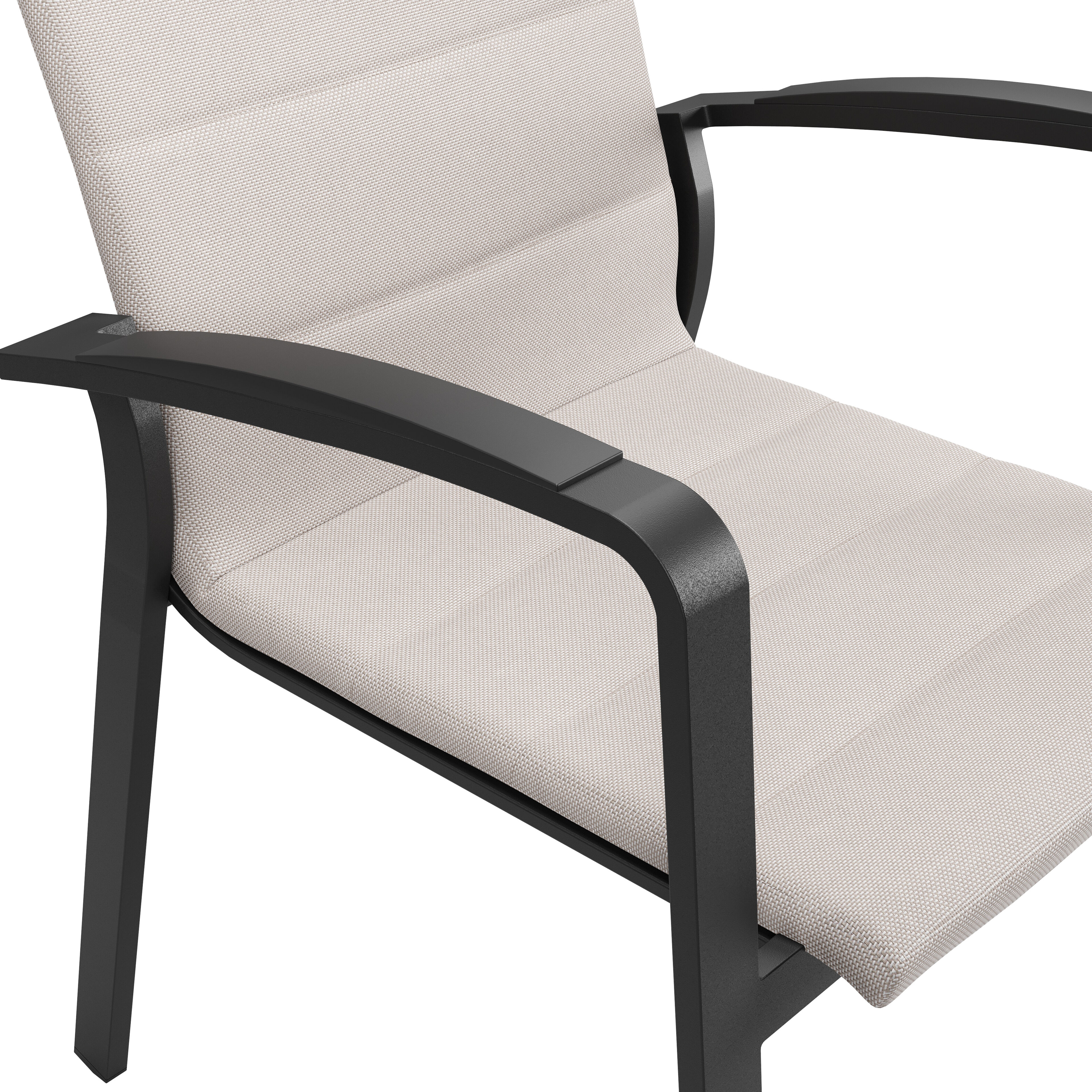 Lioni stapelbare tuinstoel in zwart aluminium en beige luxe textilene