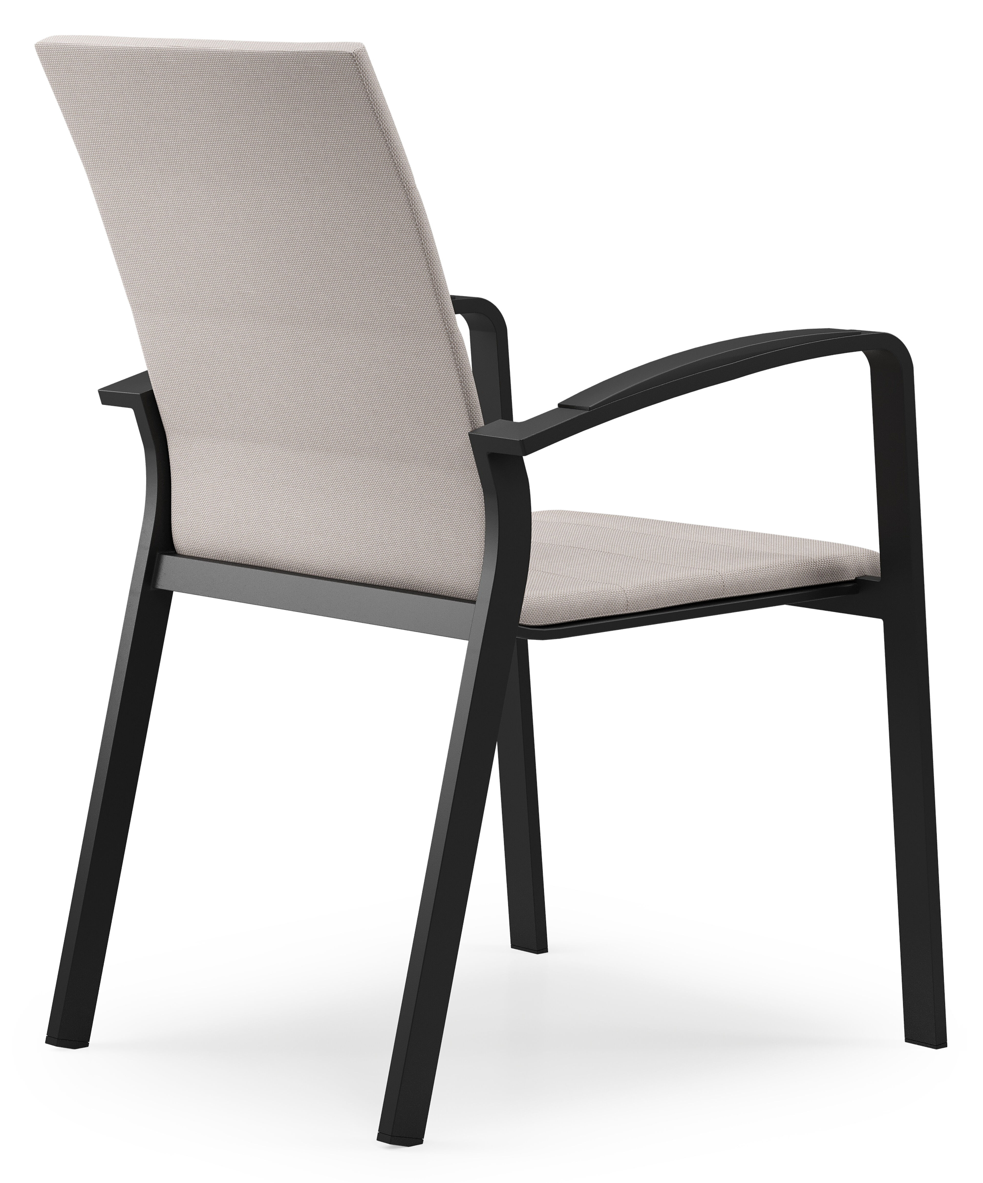 Lioni stapelbare tuinstoel in zwart aluminium en beige luxe textilene