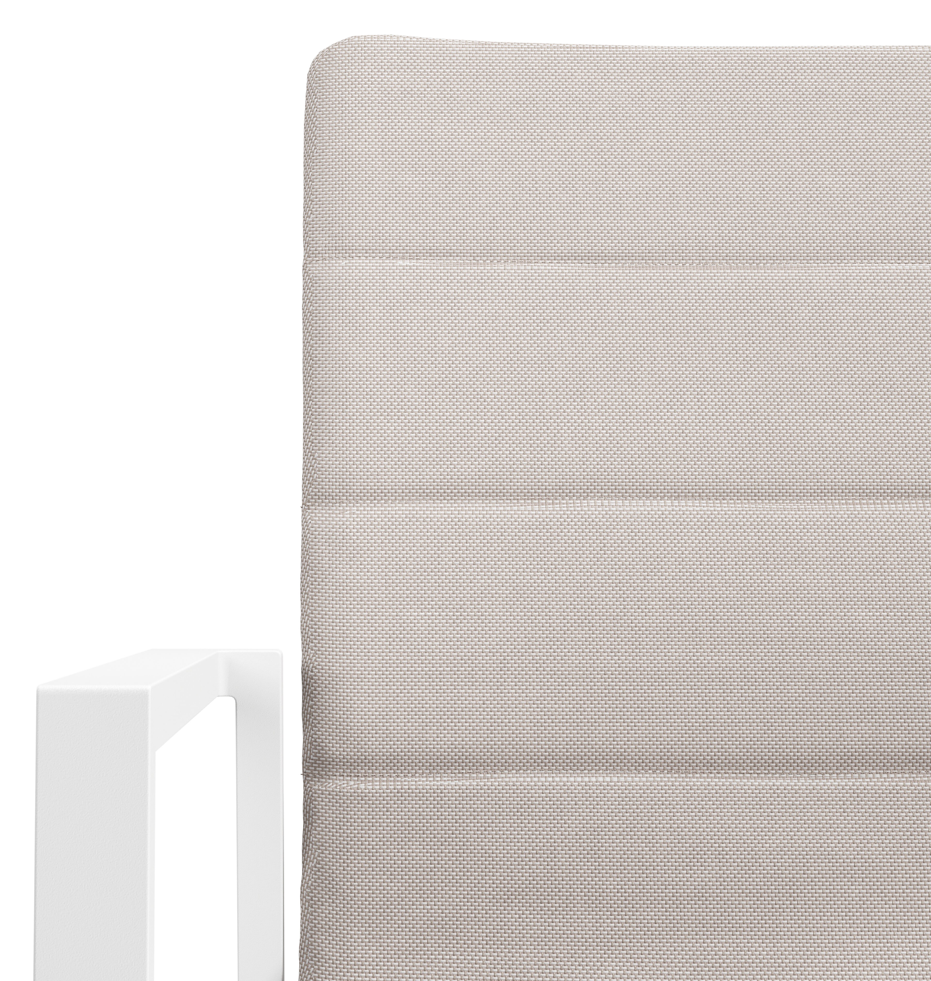 Cirello stapelbare tuinstoel in wit aluminium en beige luxe textileen