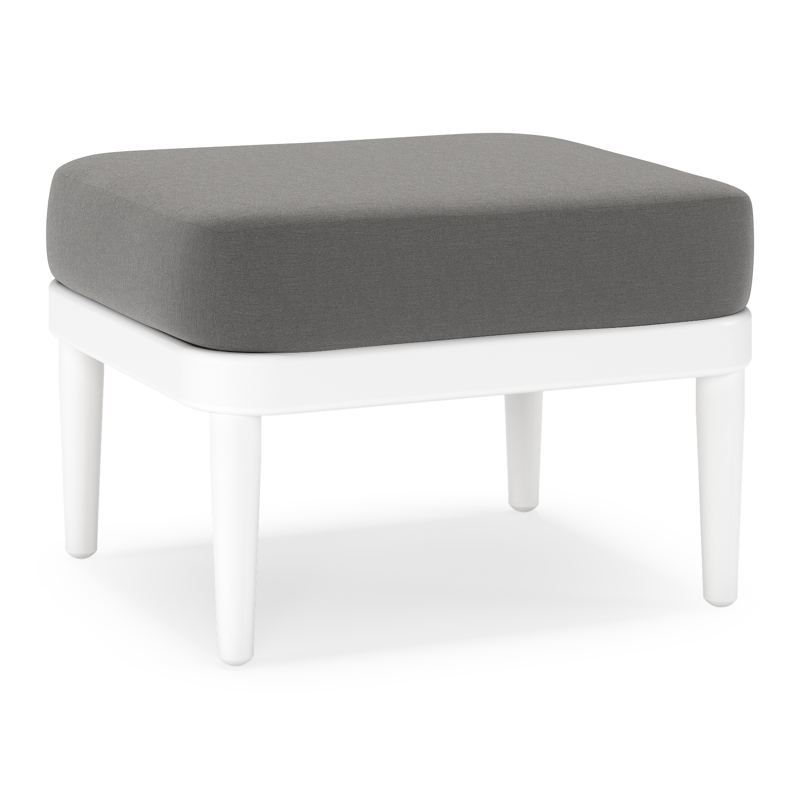 Pouf Orso en aluminium blanc et coussins en all weather sunbrella® luxe Natte Charcoal Chine