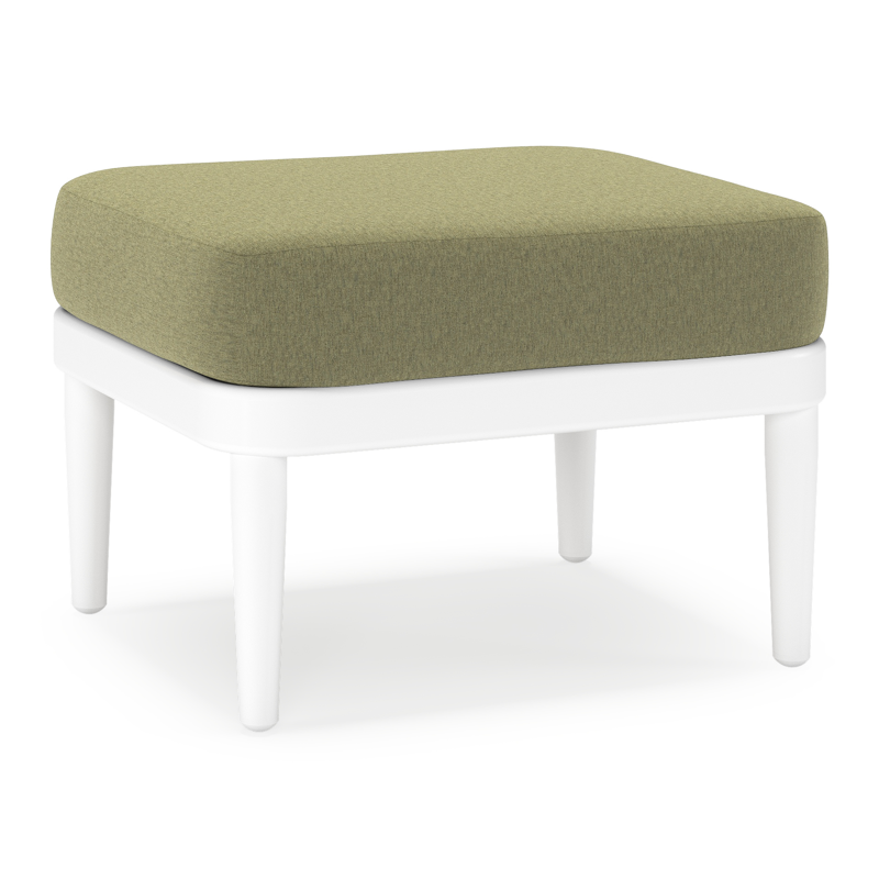 Orso poef in wit aluminium met Heritage Leaf all weather sunbrella® luxe kussen