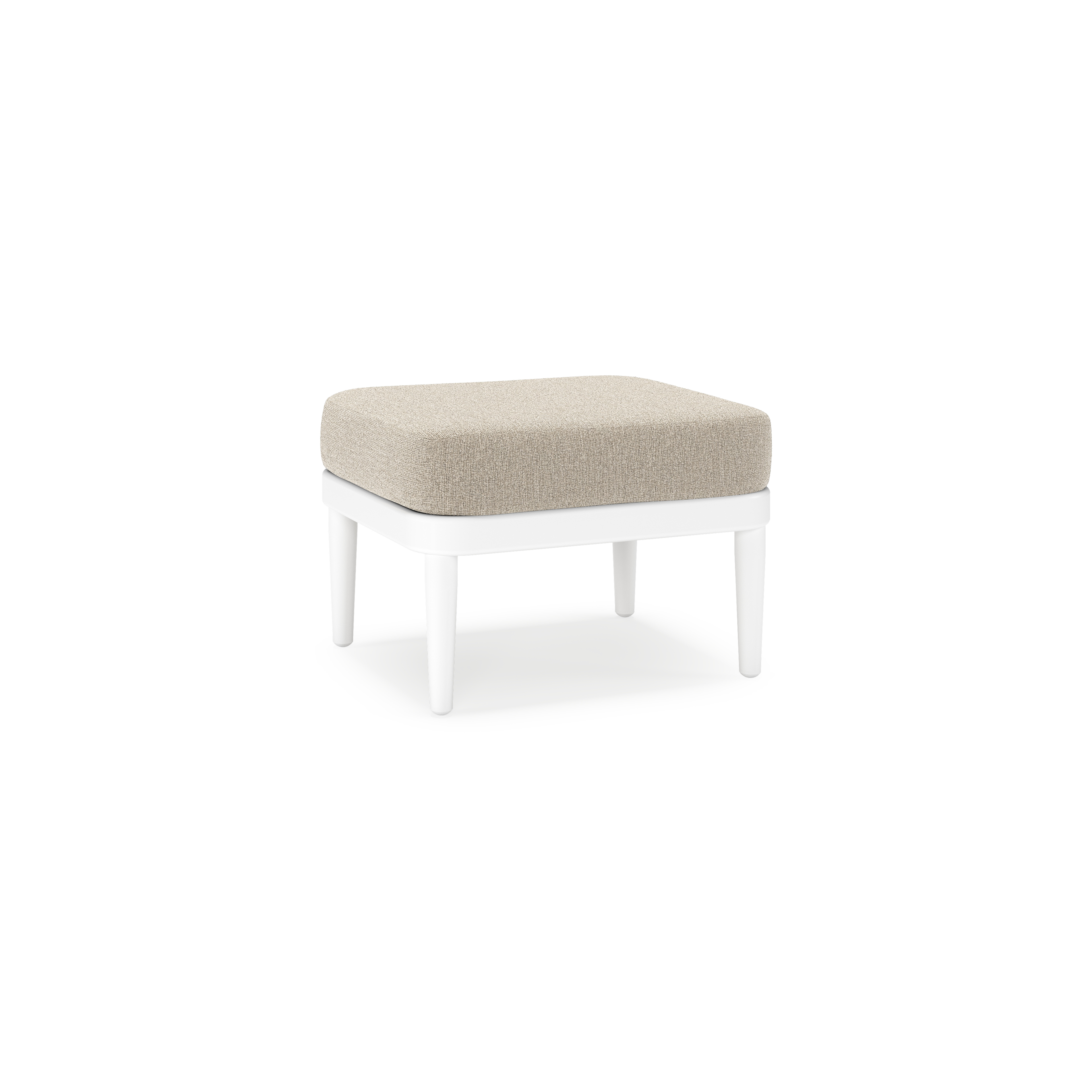 Pouf Orso en aluminium blanc et coussins en all weather cosytica Catania Greige
