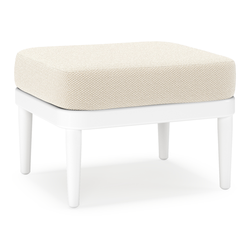 Orso poef in wit aluminium met Althea Off White all weather cosytica kussen