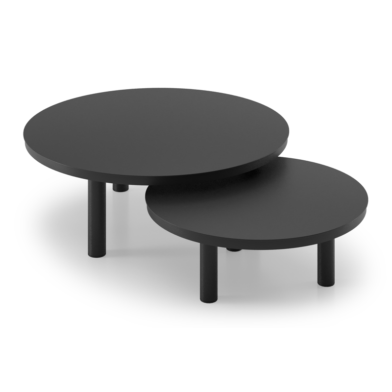 Lindo loungetafels in zwart aluminium - Dia. 85 x H 27 cm, 65 x H 21 cm