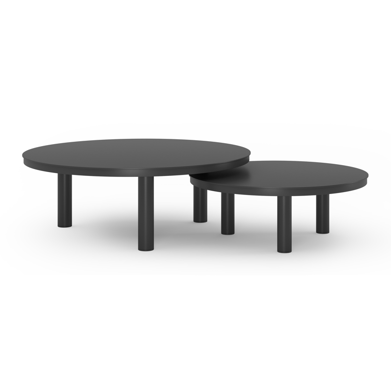 Lindo loungetafels in zwart aluminium - Dia. 85 x H 27 cm, 65 x H 21 cm