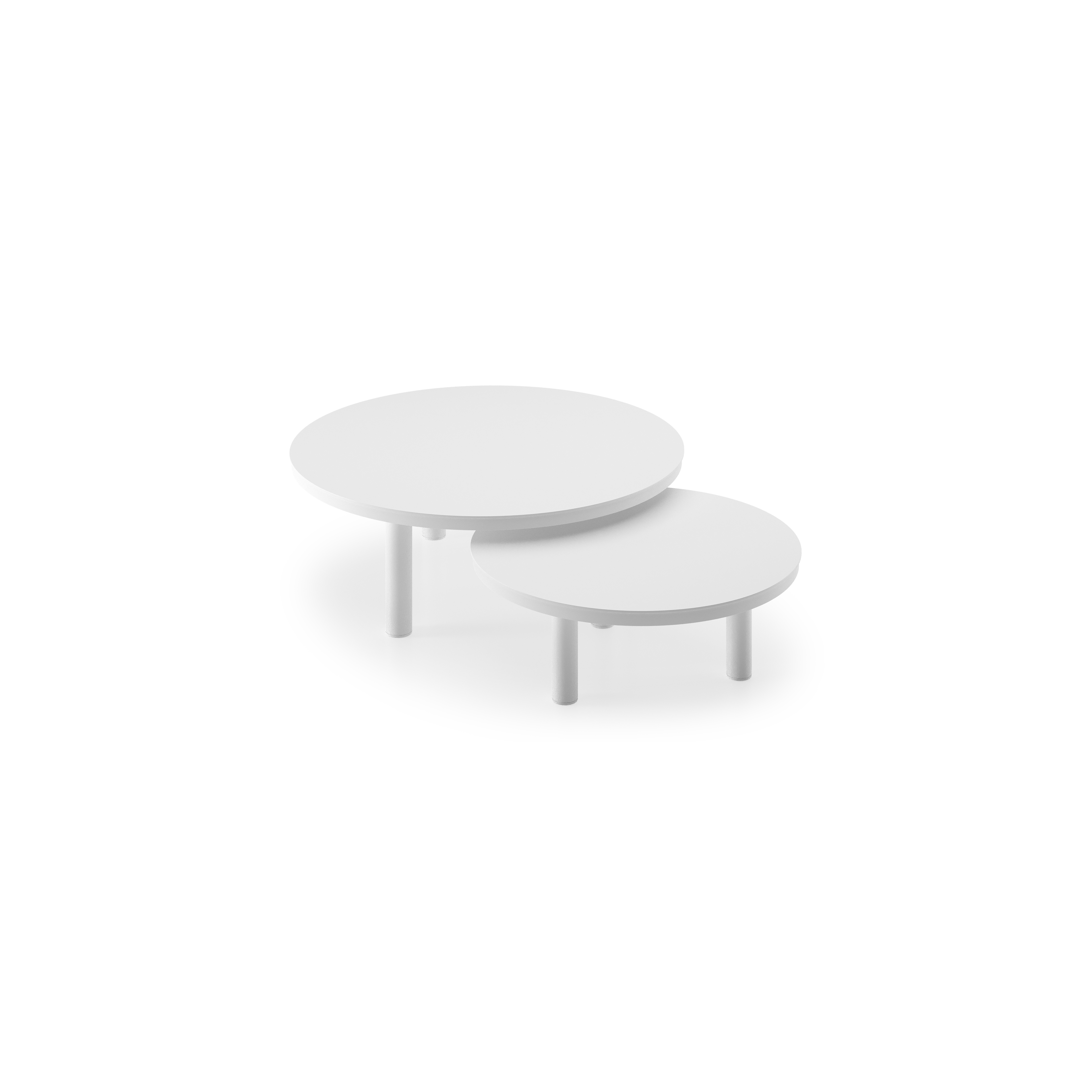 Lindo loungetafels in wit aluminium - Dia. 85 x H 27 cm, 65 x H 21 cm