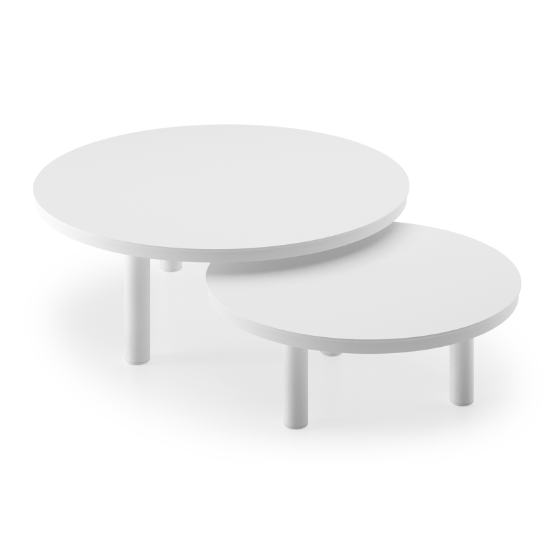 Lindo loungetafels in wit aluminium - Dia. 85 x H 27 cm, 65 x H 21 cm