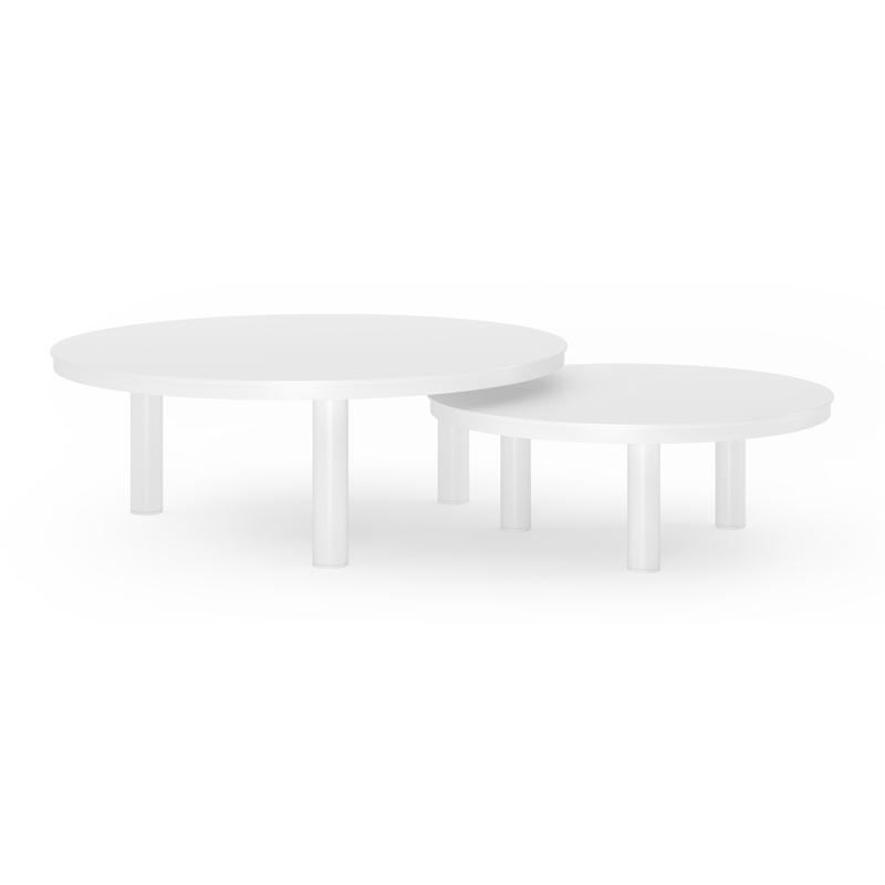 Lindo loungetafels in wit aluminium - Dia. 85 x H 27 cm, 65 x H 21 cm