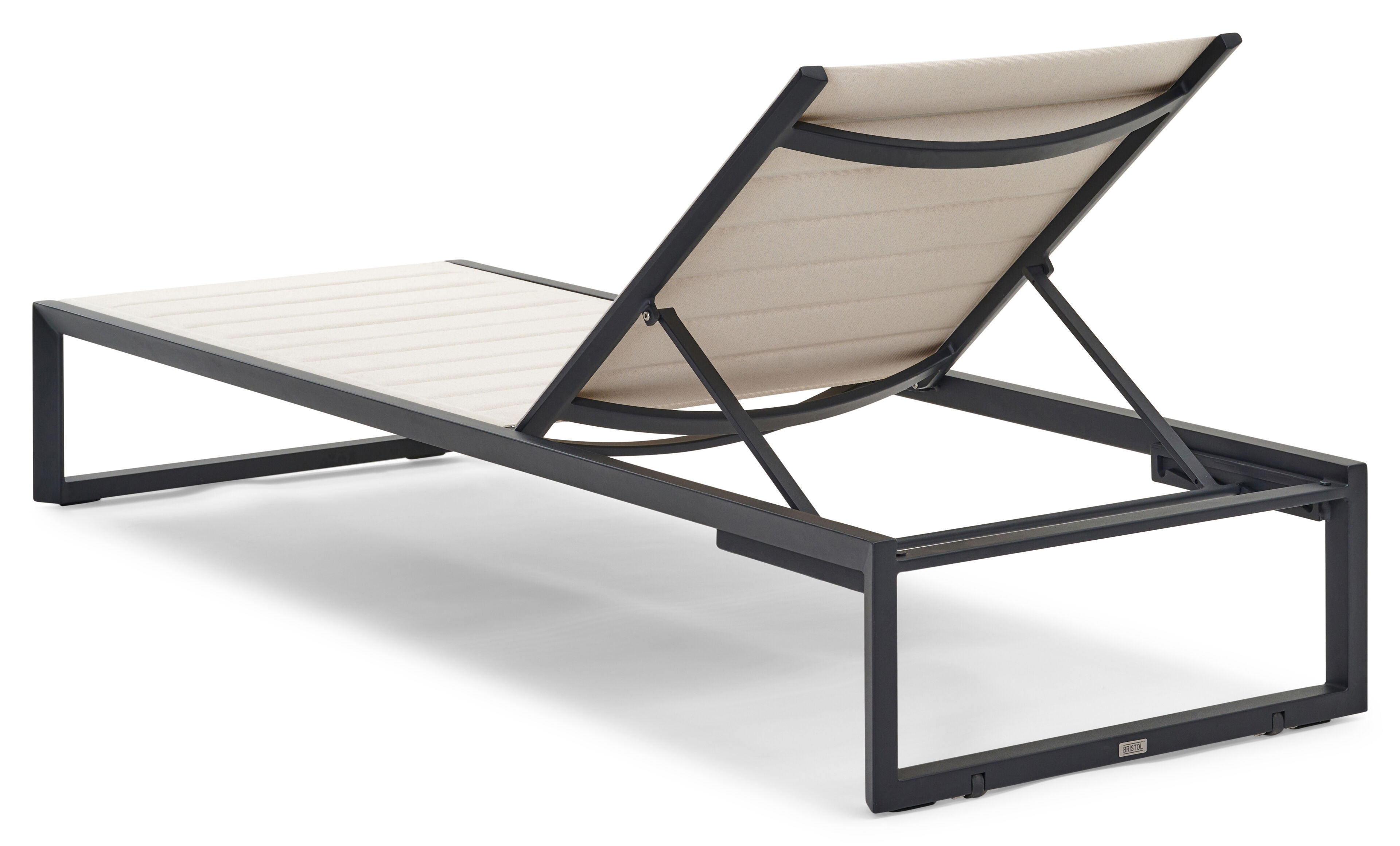 Cirello verstelbaar ligbed in zwart aluminium en beige comfort textilene